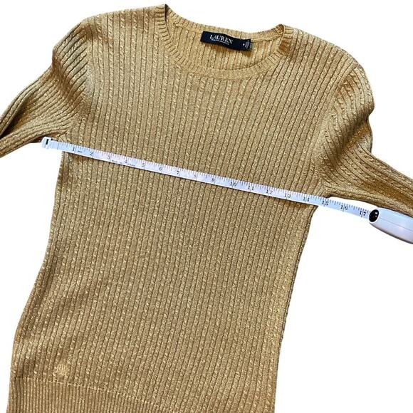 Lauren Ralph Lauren Metallic Gold Cable Knit Size M - Picture 5 of 8